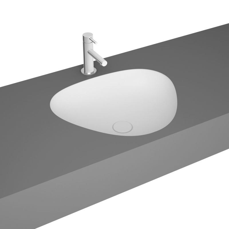 Plural Triangular Undercounter BowlWithout Tap Hole, Without Overflow Hole, 47 cm, Matt White