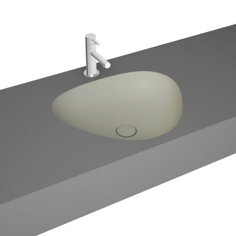 Plural Triangular Undercounter BowlWithout Tap Hole, Without Overflow Hole, 47 cm, Matt Taupe