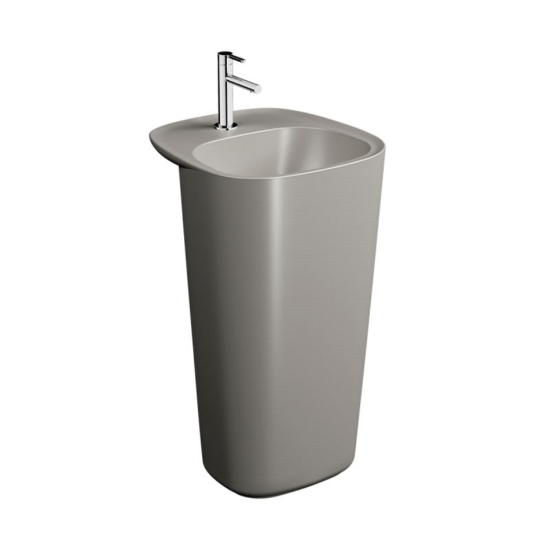 Plural Monoblock WashbasinWith Tap Hole, Without Overflow Hole, 50 cm, Matte Taupe