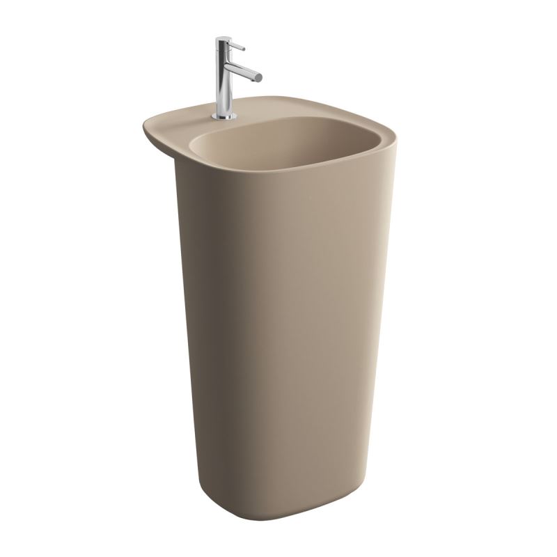 Plural Monoblock WashbasinWith Tap Hole, Without Overflow Hole, 50 cm, Matt Clay Beige